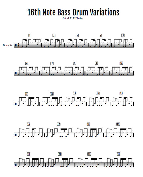 Sheet music for drum set to learn exercises for more complex groove patterns.